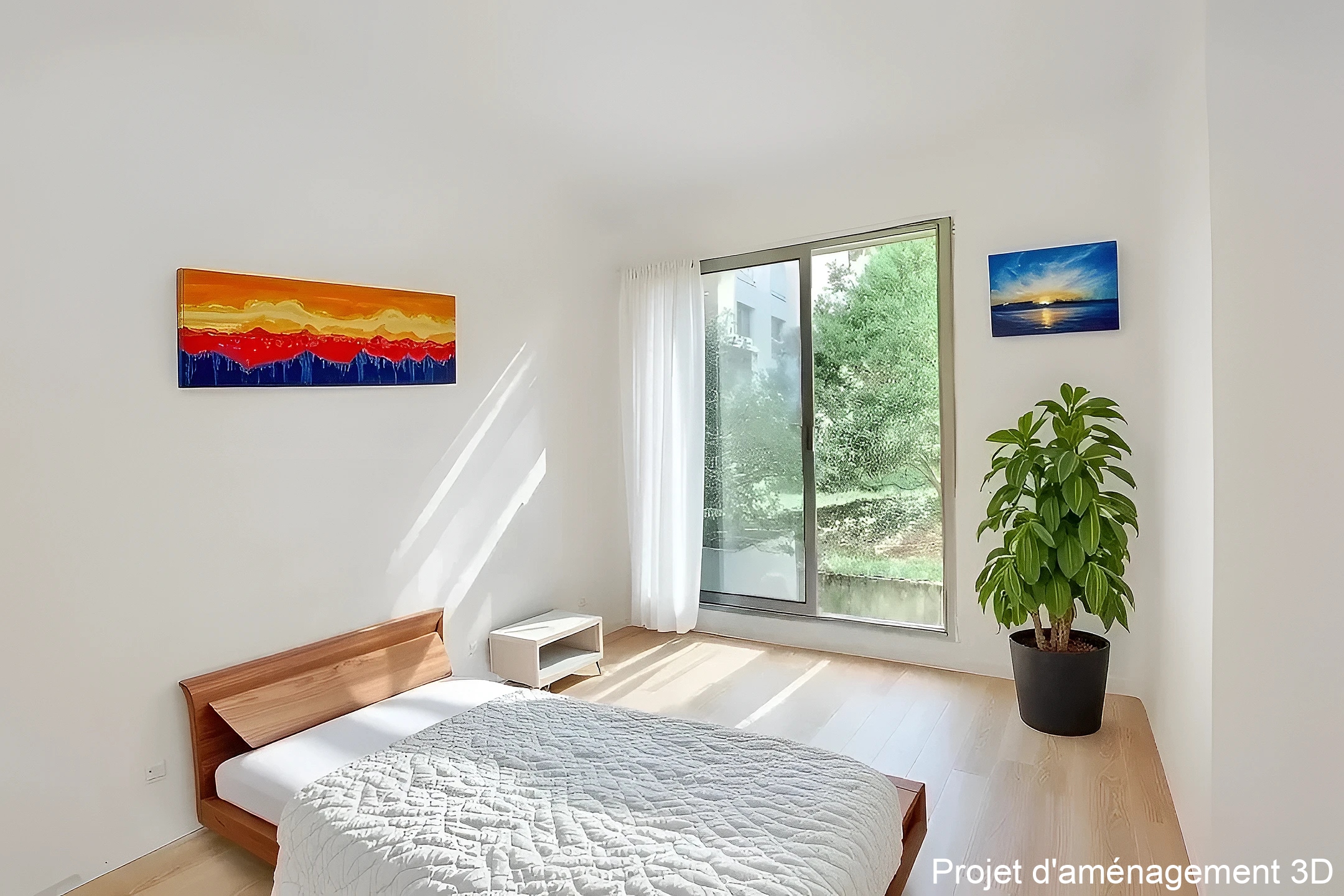 appartement terrasse Issy-les-Moulineaux chambre projet 3D