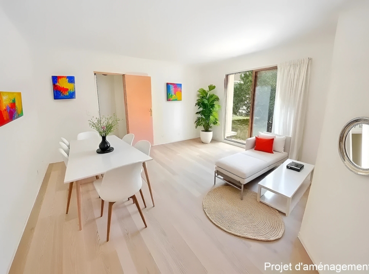 appartement terrasse Issy-les-Moulineaux séjour projet 3D