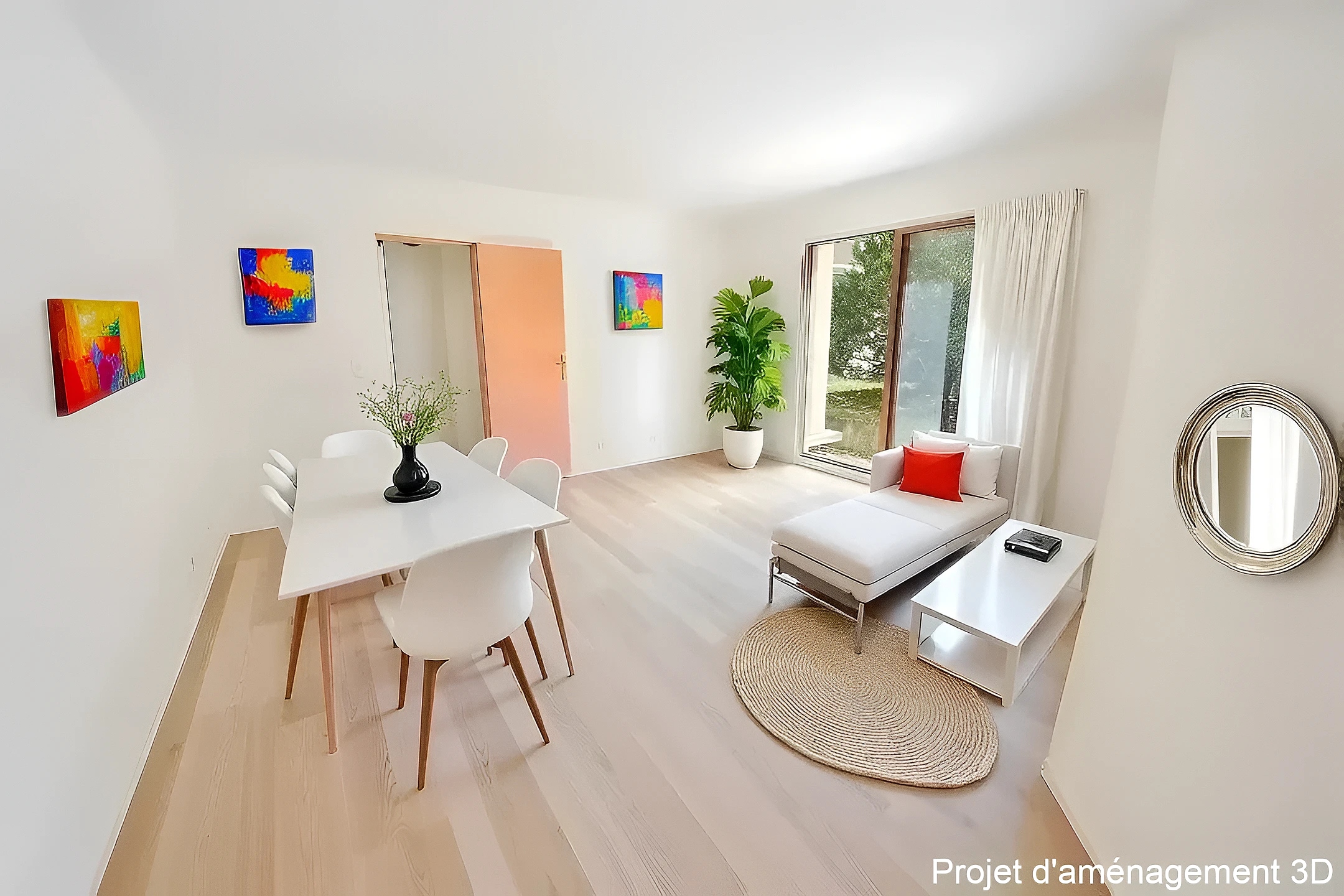 appartement terrasse Issy-les-Moulineaux séjour projet 3D
