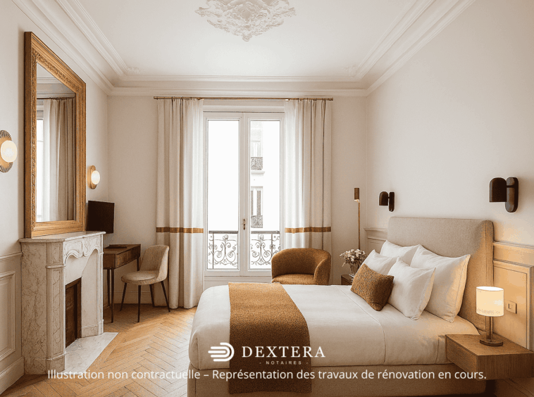 Chambre principale dans un appartement familial rénové à Levallois-Perret