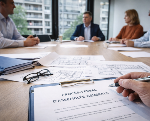 Procès-verbal d’assemblée générale illustrant des travaux votés en copropriété et leur impact sur la valeur d’un appartement